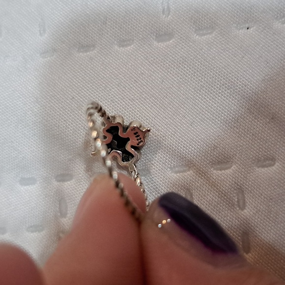 NEW 925 Sterling Heart/Cross Ring Fine Jewelry Black Stone Size 6 Boutique - Picture 9 of 11